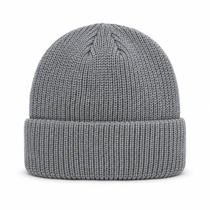 Gym Mütze Grau von hinten – Winter Beanie im Rippenstrick aus recyceltem Polyester von Gym Generation