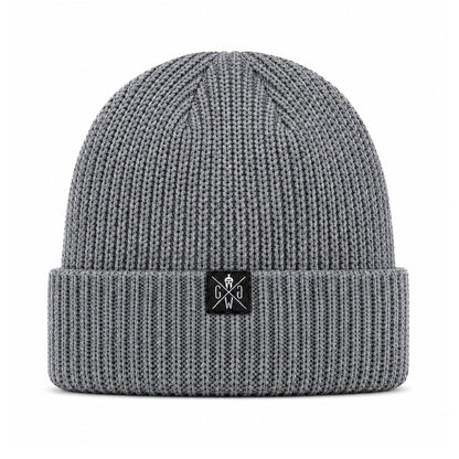 Gym Mütze Grau von Gym Generation – Winter Beanie aus recyceltem Polyester mit Rippenstrick und Umschlag

