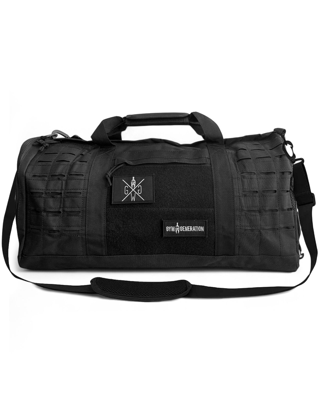 Gym Generation Sporttasche Maverick Schwarz – robuste Fitness- und Trainingstasche mit Schultergurt, grossem Stauraum & Military Design für Gym & Reisen