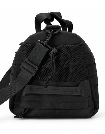 Schwarze Gym Generation Sporttasche Maverick mit Mesh-Seitenfach, verstellbarem Schultergurt und taktischem Gym-Bag-Design