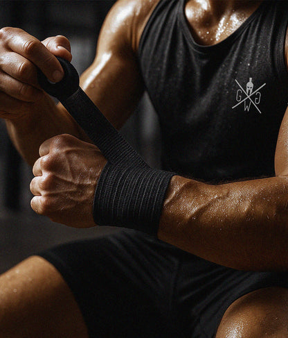 Athlet trägt Gym Generation Gym Tape am Handgelenk – selbsthaftendes Sportband für Training, Gewichtheben und Functional Fitness
