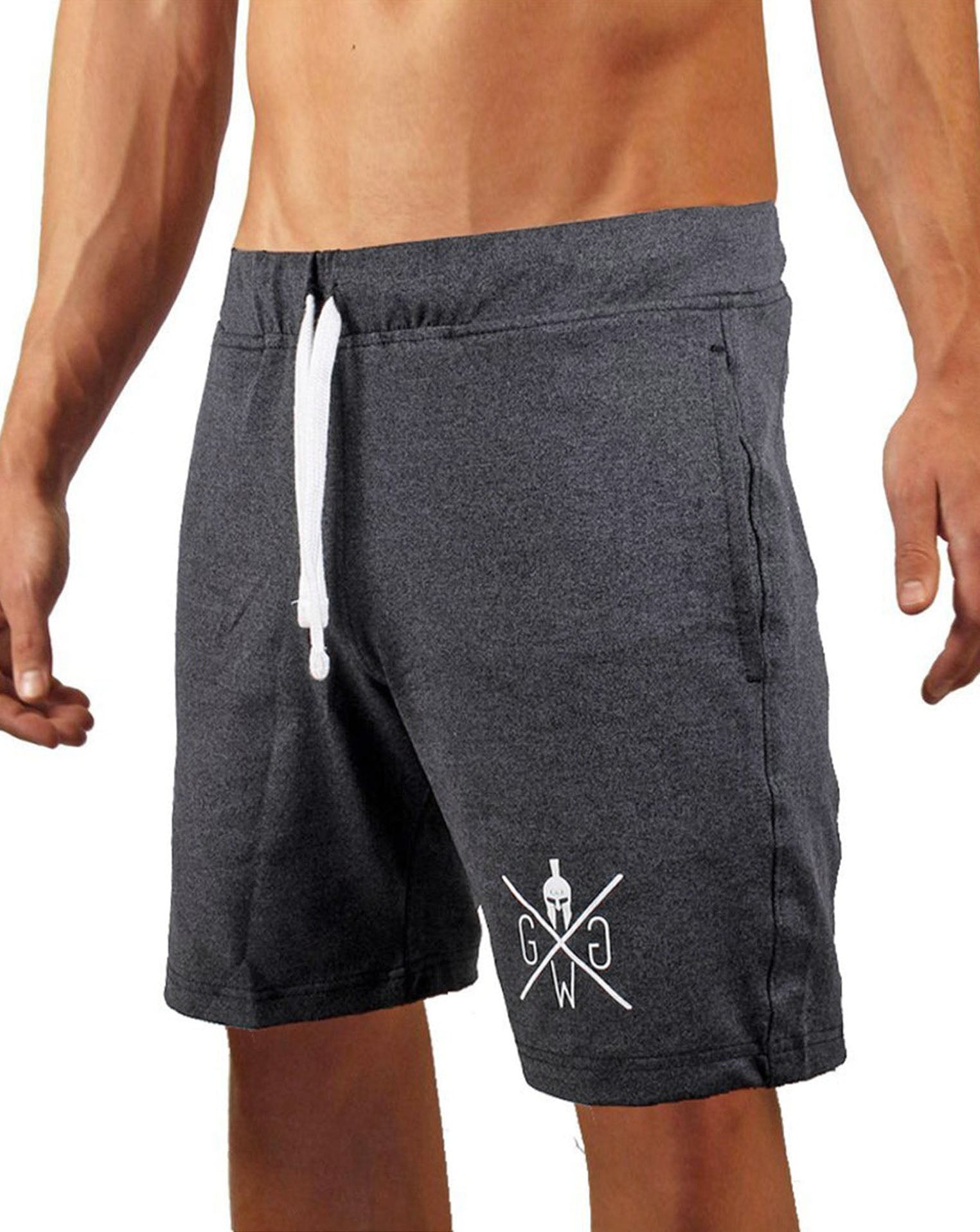 Dunkelgraue Herren Fitness Shorts mit elastischem Material für maximale Bewegungsfreiheit und Komfort, von Gym Generation.