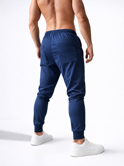 Gym Generation Herren Fitness Trainingshose navy blau – Athleten Rückenansicht für Gym, Workout und Training