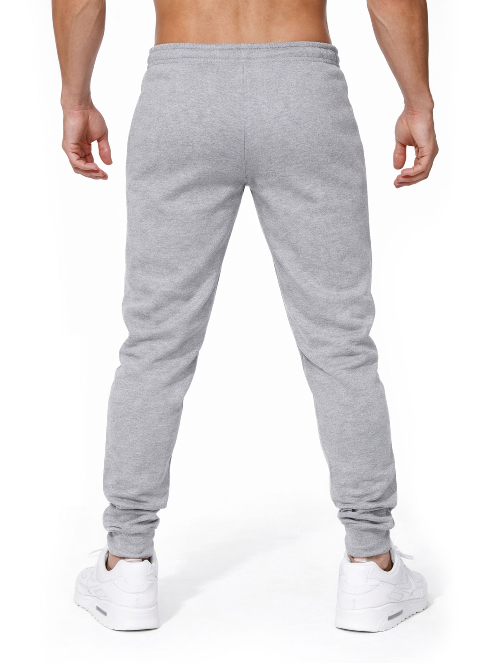 Graue Herren Jogginghose von Gym Generation in Rückansicht – sportliche Passform mit tapered leg Schnitt für Fitness, Training und Streetwear