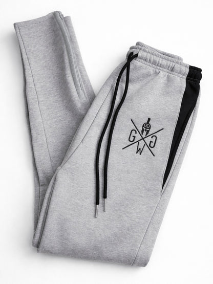 Graue Herren Jogginghose von Gym Generation als Flatlay mit elastischem Bund, Kordelzug und sportlichem Schnitt