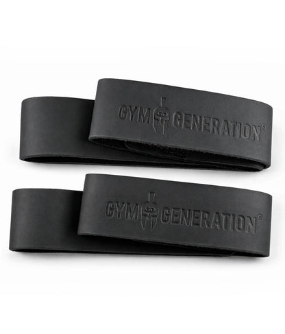 Leder Zughilfen schwarz Gym Generation – Lifting Straps für mehr Griffkraft bei Kreuzheben, Klimmzügen und schweren Kraftübungen im Fitnessstudio