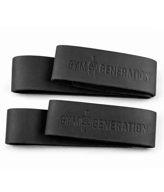 Leder Zughilfen schwarz Gym Generation – Lifting Straps für mehr Griffkraft bei Kreuzheben, Klimmzügen und schweren Kraftübungen im Fitnessstudio