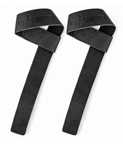 Leder Zughilfen schwarz Gym Generation – hochwertige Lifting Straps aus Leder für mehr Griffkraft bei Kreuzheben, Klimmzügen und schwerem Krafttraining
