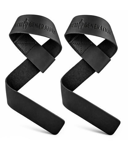 Leder Zughilfen schwarz Gym Generation – robuste Lifting Straps aus Leder für Kreuzheben, Klimmzüge und Rudern im Krafttraining