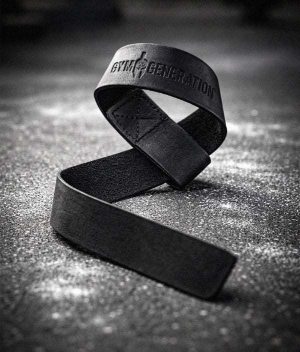Leder Zughilfe schwarz Gym Generation im Gym – hochwertige Lifting Strap für mehr Griffkraft bei Kreuzheben, Klimmzügen und schwerem Krafttraining