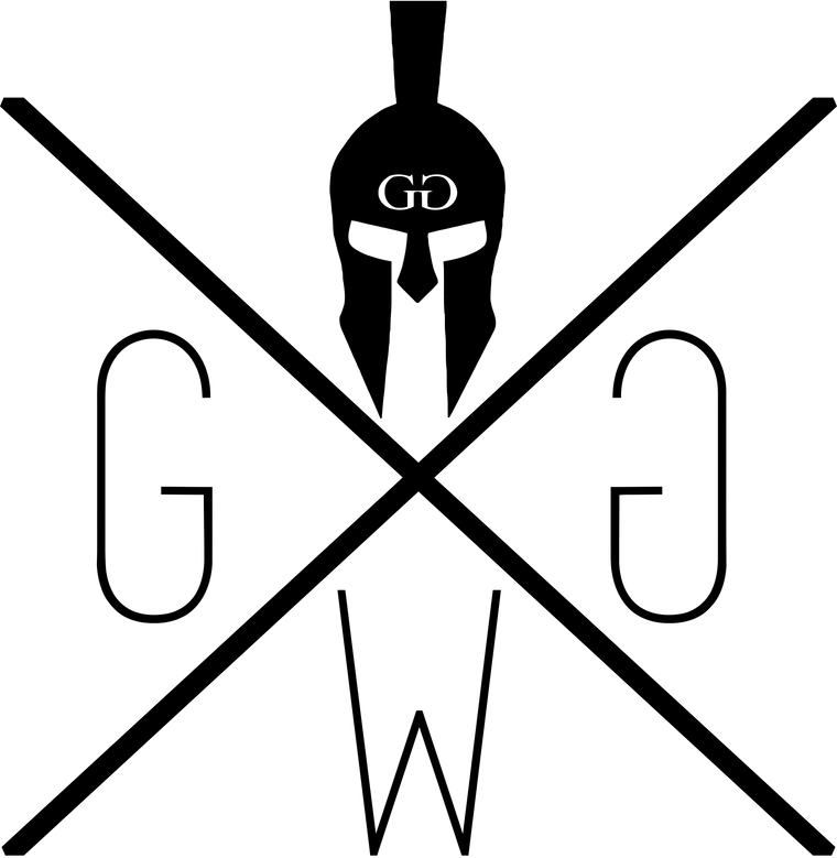 Gym Generation Logo mit Spartanerhelm, gekreuzten Linien und den Buchstaben GGW