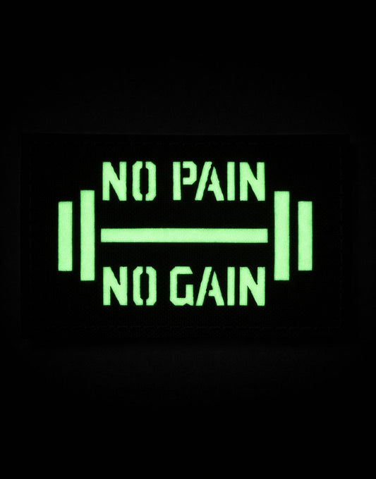 No Pain No Gain Glow Patch bei Nacht – leuchtendes Fitness Patch mit Klettverschluss von Gym Generation