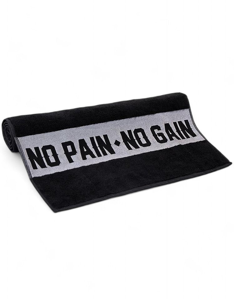 Gym Generation Premium Gym Towel mit "No Pain No Gain" Slogan in Schwarz
