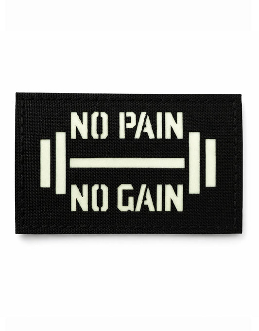 No Pain No Gain Patch bei Tageslicht – Fitness Klett Patch für Gym Generation Rucksäcke und Gear