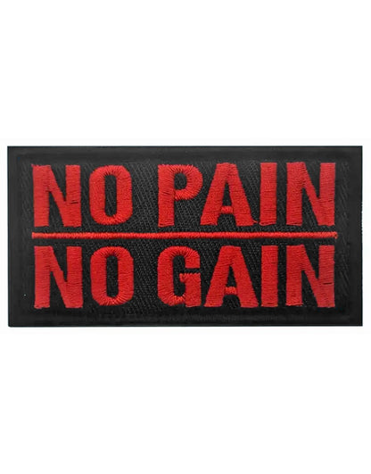 Motivierender No Pain No Gain Patch mit praktischem Klettverschluss – hochwertig verarbeitet, perfekt für Fitness-Enthusiasten und Outdoor-Liebhaber.