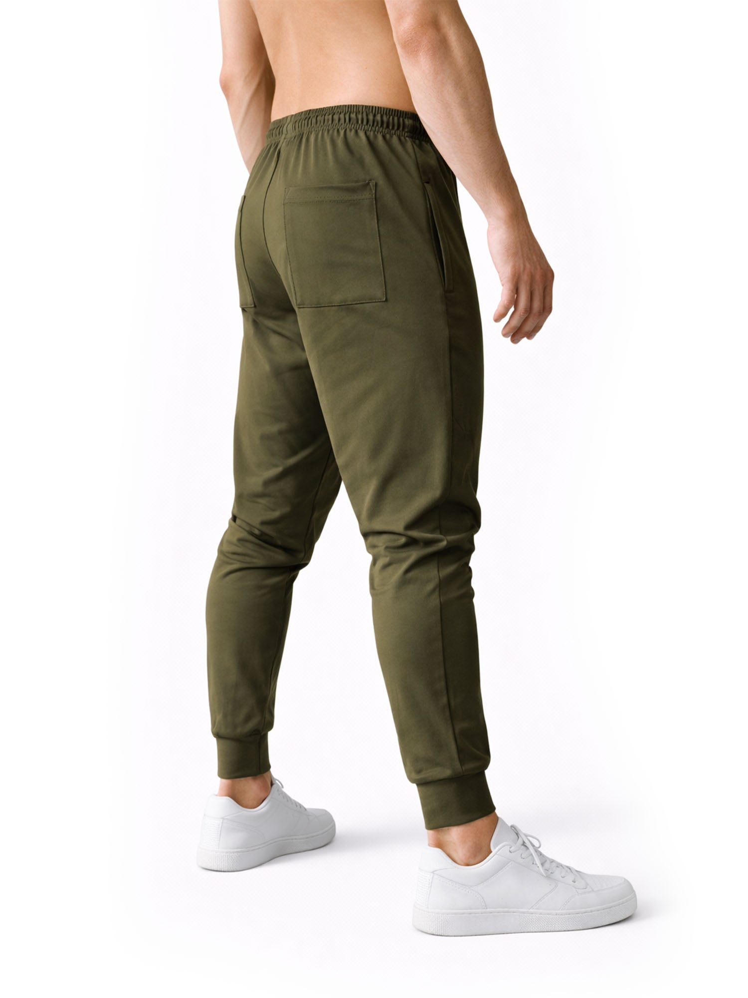 Seitliche Ansicht Herren Trainingshose grün – Gym Generation Sporthose mit athletischem Fit