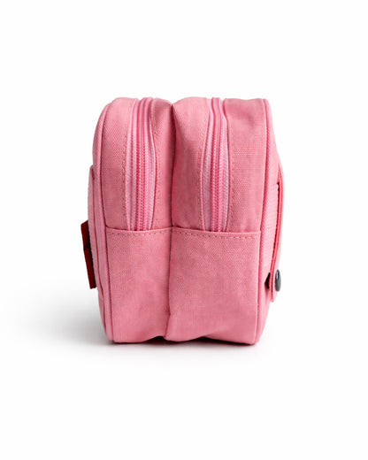 Kompaktes Damen Necessaire Pink Seitenansicht – praktischer Kulturbeutel mit viel Stauraum für Reisen