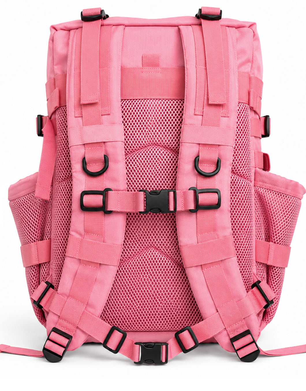 Gym Generation Damen Gym Rucksack in Strawberry Pink, Rückansicht mit gepolsterten Schulterträgern, Brustgurt und Mesh-Rückenpolsterung