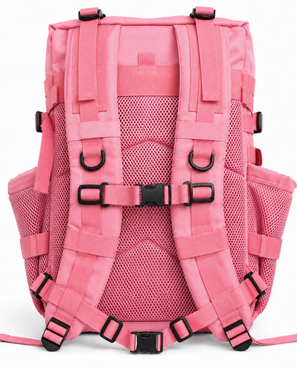 Gym Generation Damen Gym Rucksack in Strawberry Pink, Rückansicht mit gepolsterten Schulterträgern, Brustgurt und Mesh-Rückenpolsterung
