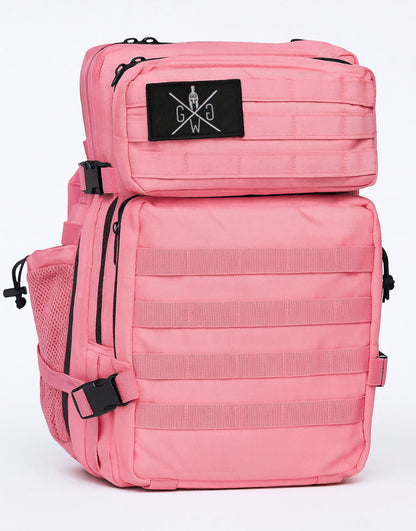 Gym Generation Traveler Rucksack in Strawberry Pink mit MOLLE-Panel, Fronttaschen und seitlichen Meshfächern – strapazierfähiger Fitness- und Lifestyle-Backpack