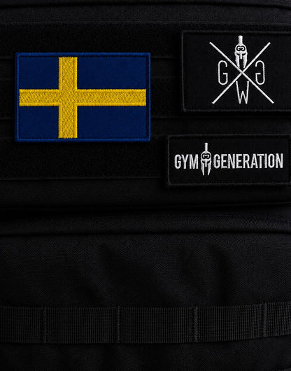 Schweden Flagge Patch mit Klett auf schwarzem Gym Rucksack