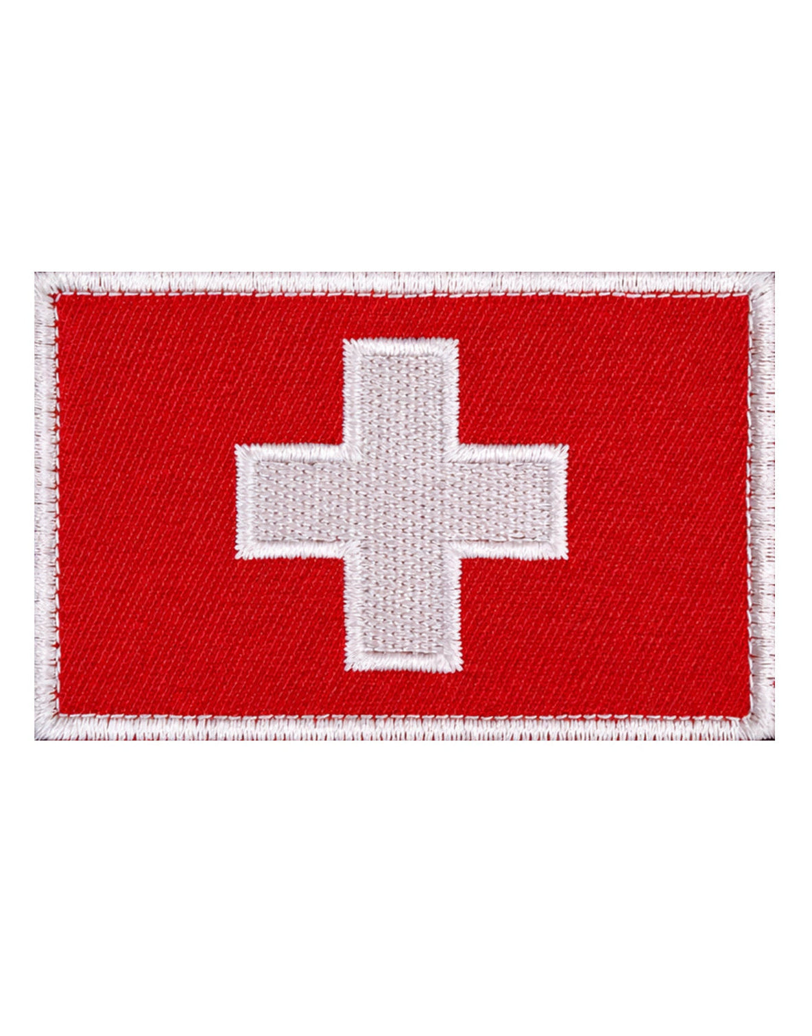 Schweizer Wappen Patch mit weissem Rand und Klettverschluss – cleaner Swiss Flag Patch für Rucksack und Gym Equipment