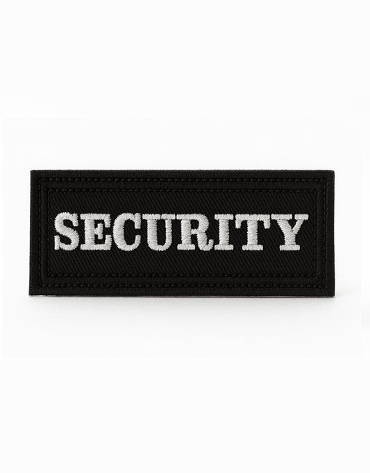 Security Patch – schwarzer Aufnäher mit weißer Stickerei, rechteckig, professioneller Sicherheits-Aufnäher für Kleidung und Ausrüstung