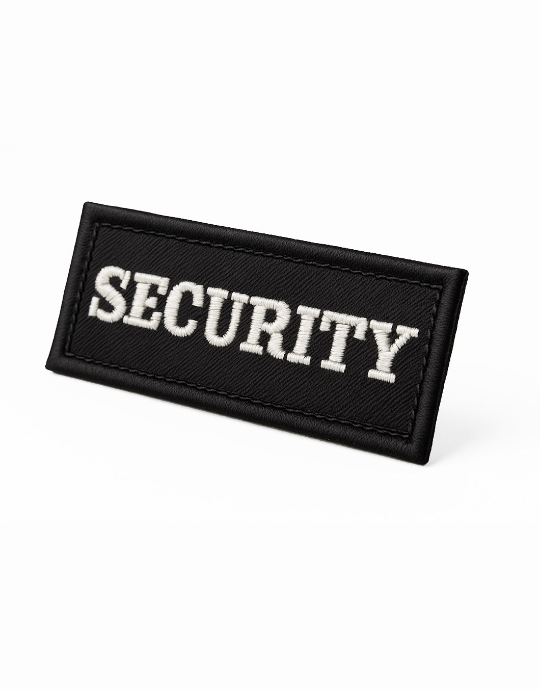 Security Aufnäher in Premium-Qualität – schwarzer Stoff, weiße Stickschrift, ideal für Security, Wachschutz, Airsoft und Outdoor-Einsätze