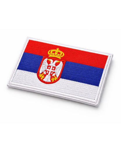 Serbischer Flaggen Patch mit Stickerei und Klett – robuster Velcro Patch für Sport und Streetwear