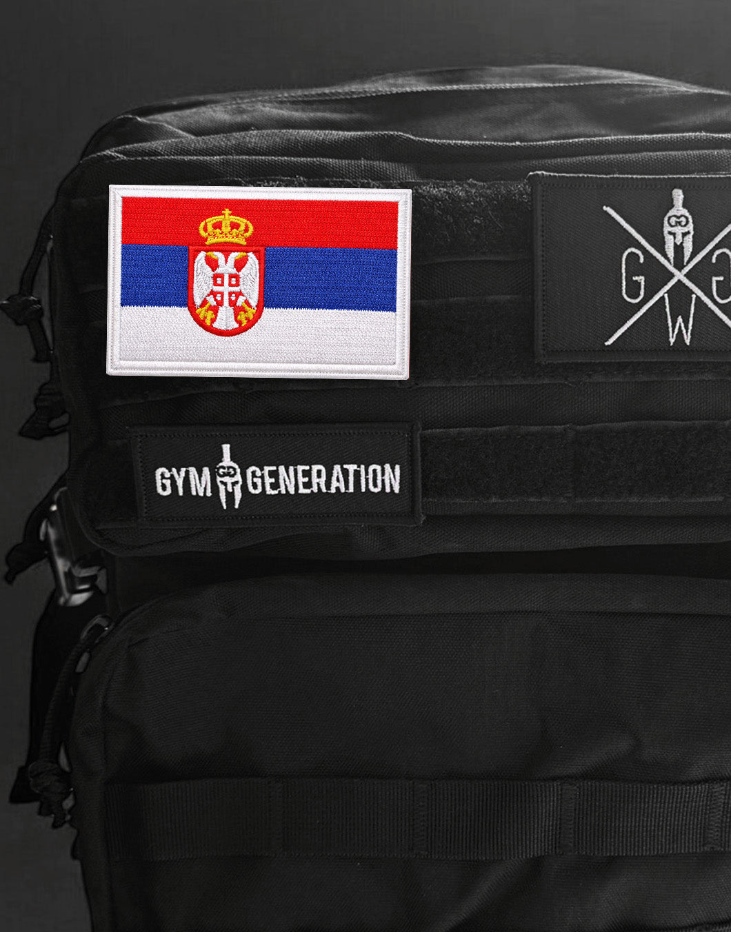 Serbien Flaggen Patch auf Tactical Rucksack – Klettpatch für Gym, Training und Outdoor