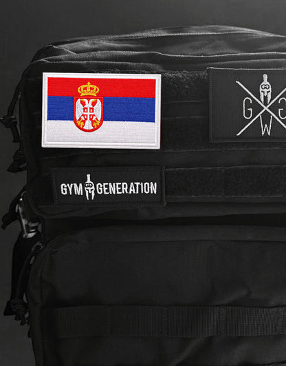 Serbien Flaggen Patch auf Tactical Rucksack – Klettpatch für Gym, Training und Outdoor