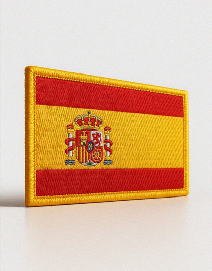 España Klettpatch mit rot-gelber Flagge und Wappen, hochwertiger Stick und robuster Rand, ideal für Tactical Vests, Backpacks, Streetwear und Sport-Ausrüstung, perfekt für Spanien-Fans und internationale Diaspora.