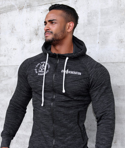 Gym Hoodie Herren mit verstellbarer Kapuze und Reißverschlusstaschen, perfekt für Fitness und Outdoor-Aktivitäten.