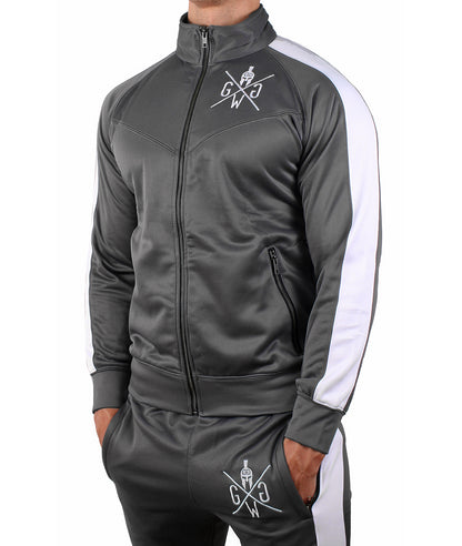 Trainingsjacke Herren Dunkelgrau – Sportjacke mit Reissverschlusstaschen für Fitness und Freizeit