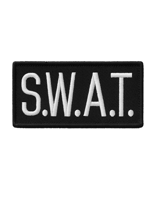 S.W.A.T. Patch – schwarzer taktischer Aufnäher mit weißer Stickerei, hochwertig gestickt, rechteckiges Design für Kleidung, Ausrüstung und Uniformen