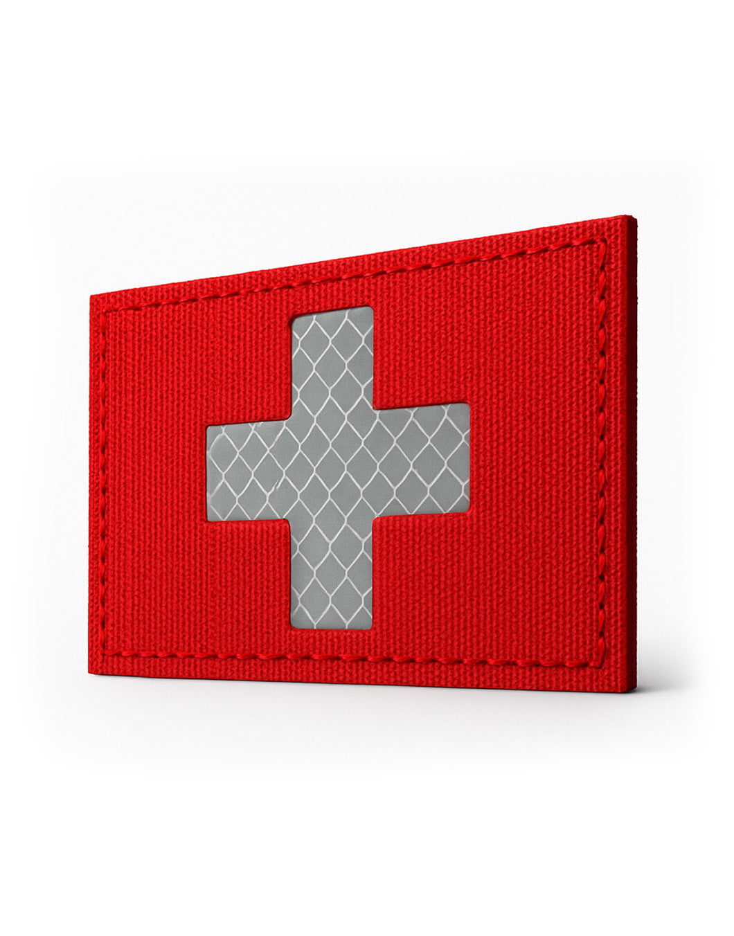 Schweizer Wappen Patch reflektierend, 8x5 cm Aufnäher mit Klettverschluss, robustes rotes Gewebe mit weissem Kreuz – ideal für Rucksack oder Jacke