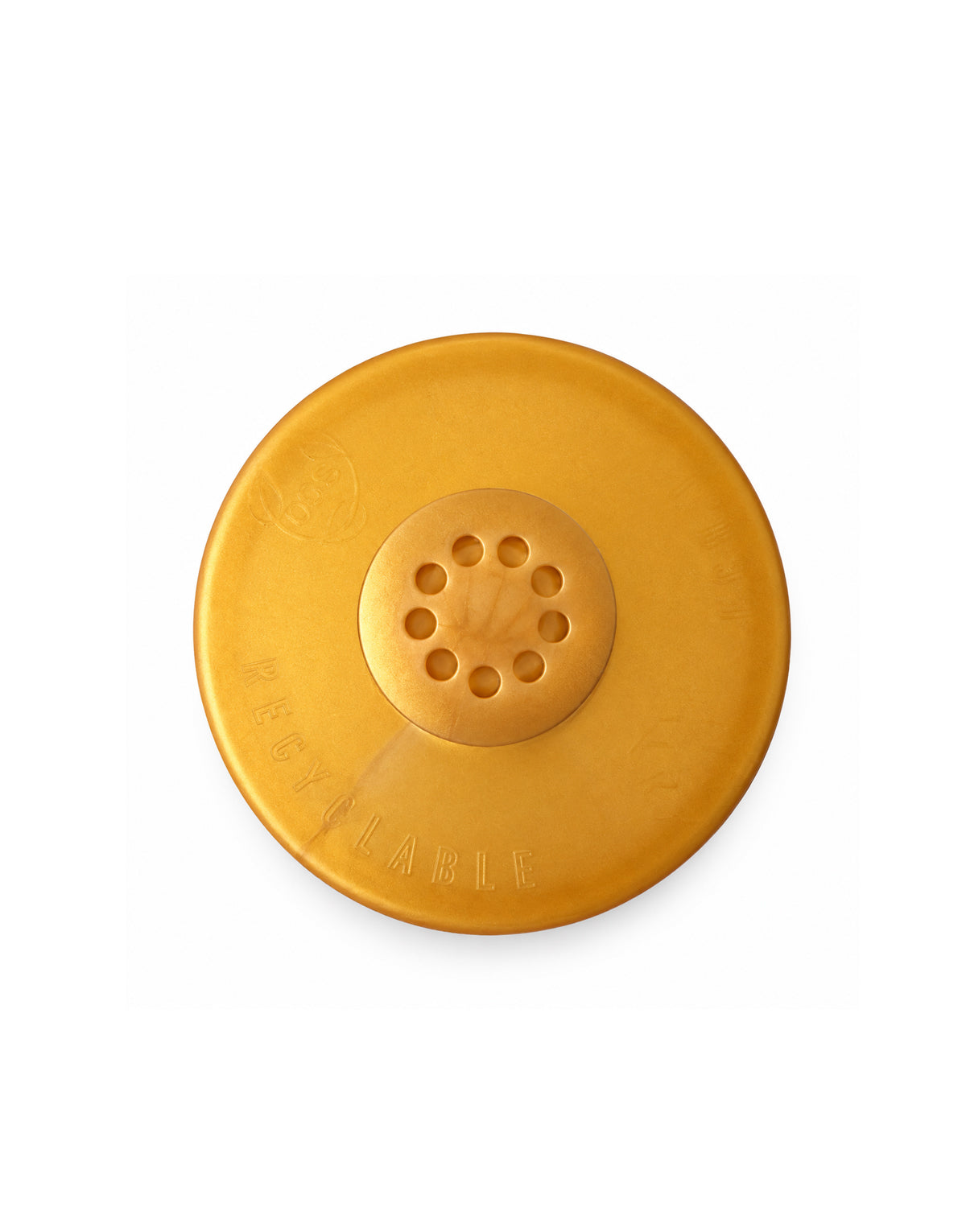 Goldener Push-Pull-Verschluss der Sportflasche 600 ml von oben, Trinkaufsatz mit Lochkranz, Gym Generation
