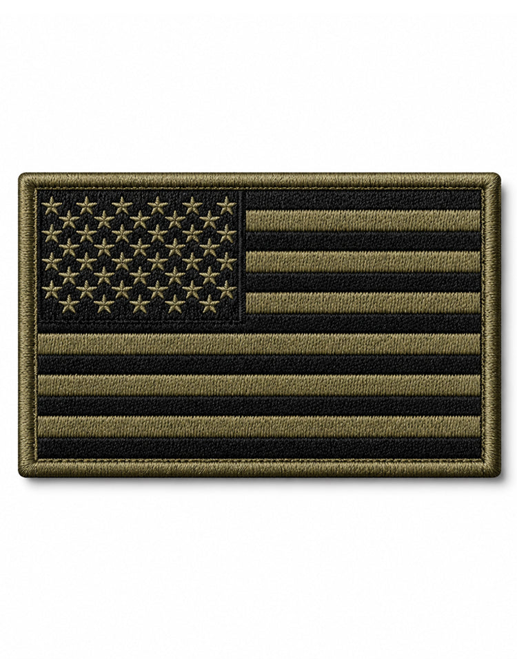 USA Flagge Patch in Olive – gestickter Klett-Aufnäher im Military-Look für Rucksack, Jacke und Ausrüstung.
