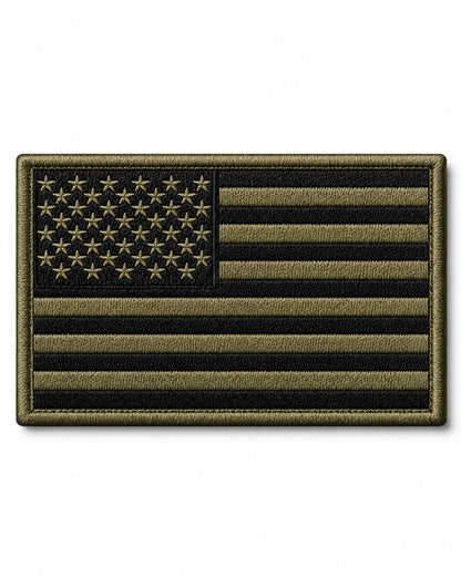 USA Flagge Patch in Olive – gestickter Klett-Aufnäher im Military-Look für Rucksack, Jacke und Ausrüstung.