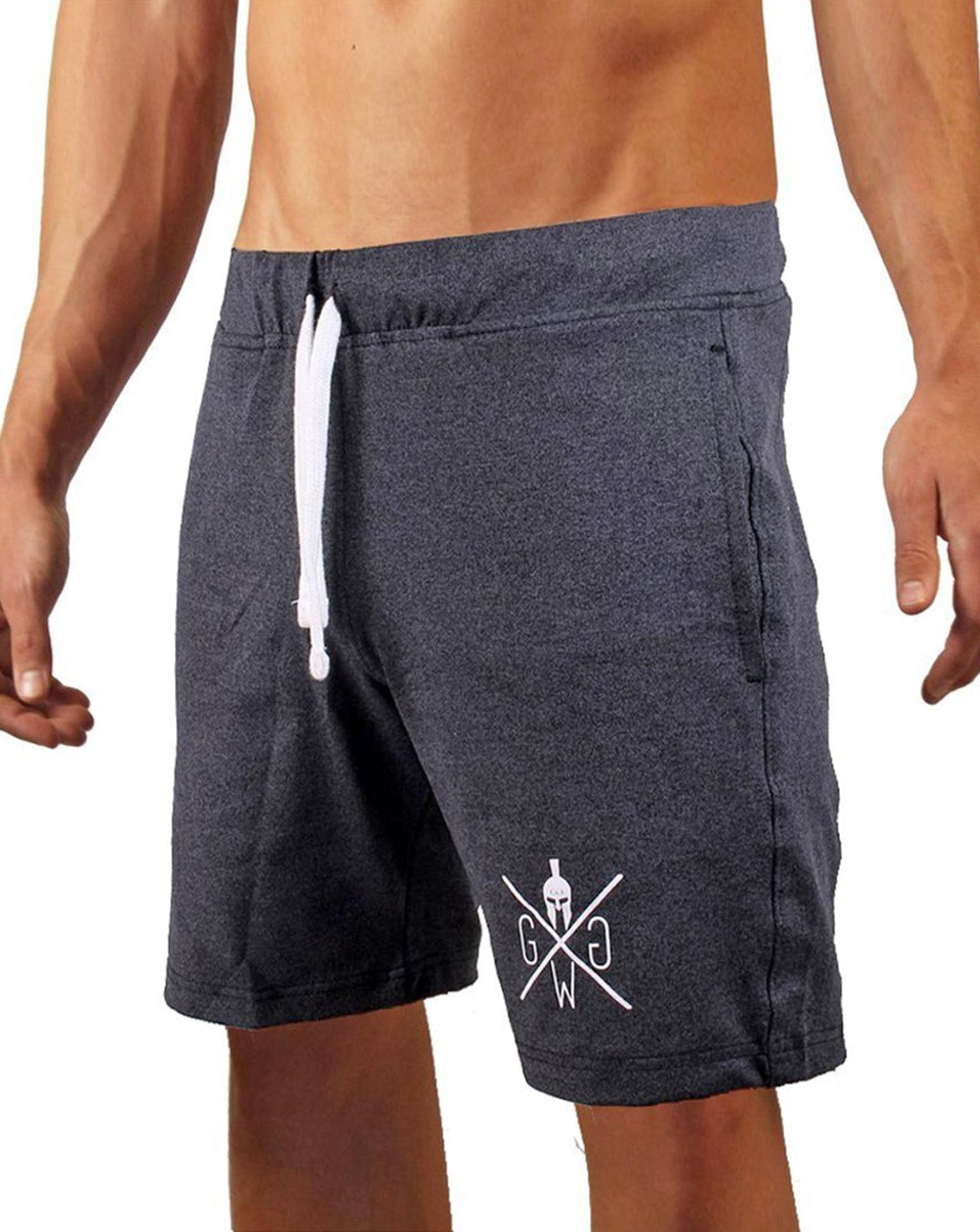 Dunkelgraue Herren Fitness Shorts mit elastischem Material für maximale Bewegungsfreiheit und Komfort, von Gym Generation.