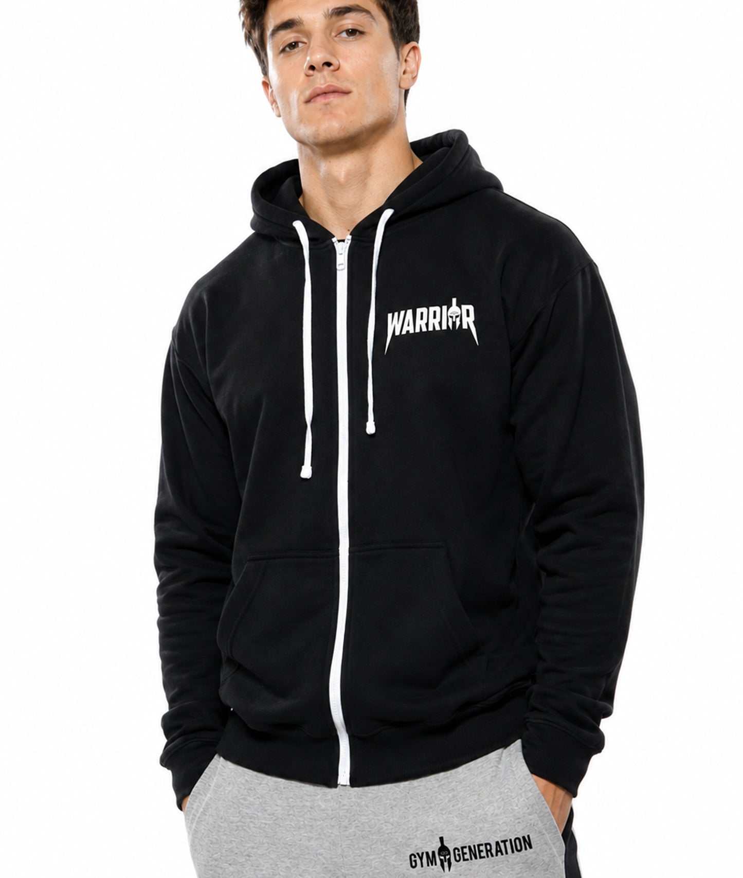 Felpa con Cappuccio e Zip 'Warrior 89' - Nera