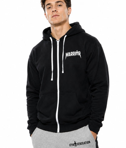 Felpa con Cappuccio e Zip 'Warrior 89' - Nera