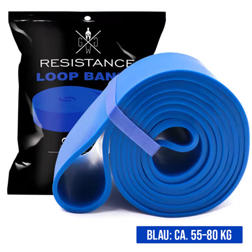 Blaues Widerstandsband 55-80 kg – Fitnessband für Klimmzüge, Dips und Calisthenics Training