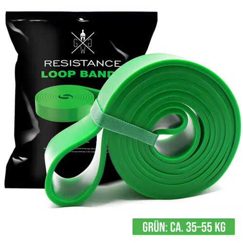 Grünes Widerstandsband 35-55 kg kaufen – Trainingsband für Klimmzughilfe und Calisthenics Übungen