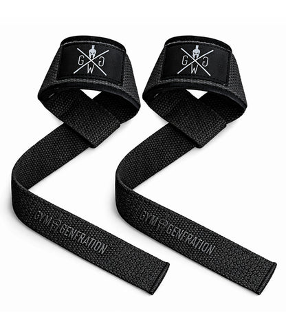 Gym Generation Zughilfen Schwarz – professionelle Lifting Straps mit Extra-Grip für Krafttraining, Deadlift, Klimmzüge & Bodybuilding