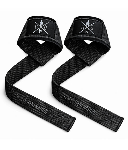 Gym Generation Zughilfen Schwarz – professionelle Lifting Straps mit Extra-Grip für Krafttraining, Deadlift, Klimmzüge & Bodybuilding