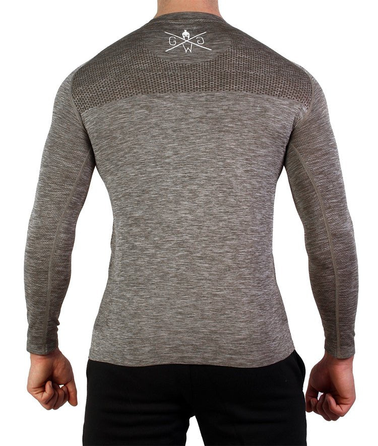 Olive Longsleeve Fitness Shirt für Herren mit Gym Generation Logo