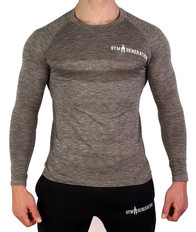 Gym Generation Seamless Longsleeve Sport Shirt in Olive für Herren
