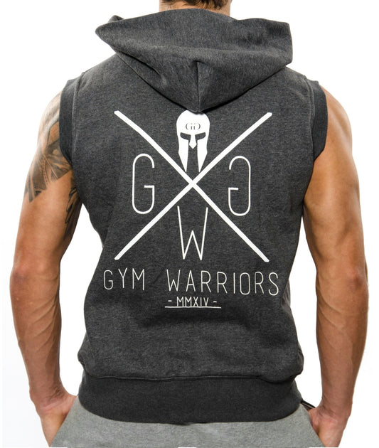 Ärmelloser Herren Gym Hoodie in Grau von Gym Generation für uneingeschränkte Bewegungsfreiheit
