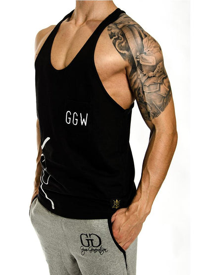 Gym Generation Stringer Tanktop aus 100% Baumwolle mit Brusttasche und markantem Spartaner Logo